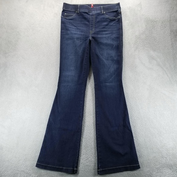 SPANX Denim - Spanx Jeans Womens XL Tall Blue Flare High Rise Dark Wash Stretch Shaping